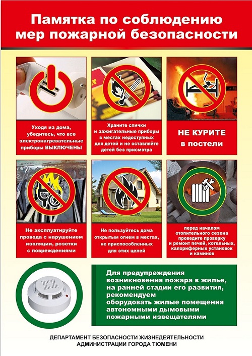 Памятка Меры пожарной безопасности